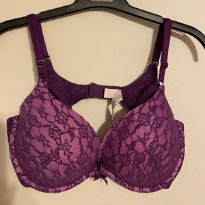 Victoria’s Secret bra. Purple lace with pink.